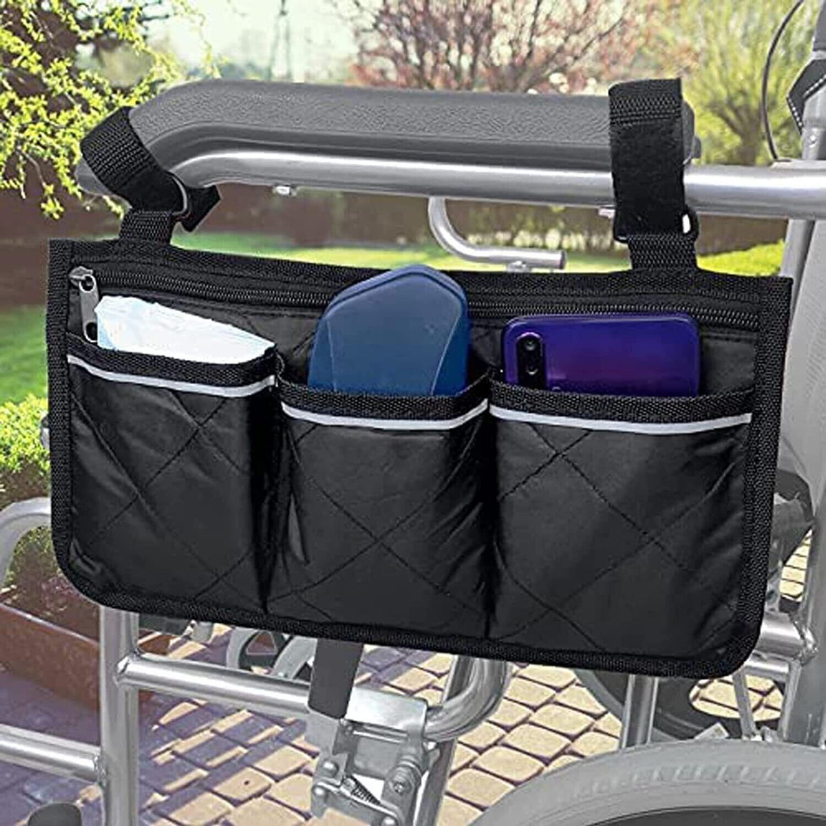 Outdoor Wheelchair Armrest Storage Pouch: Organizer Holder Pack