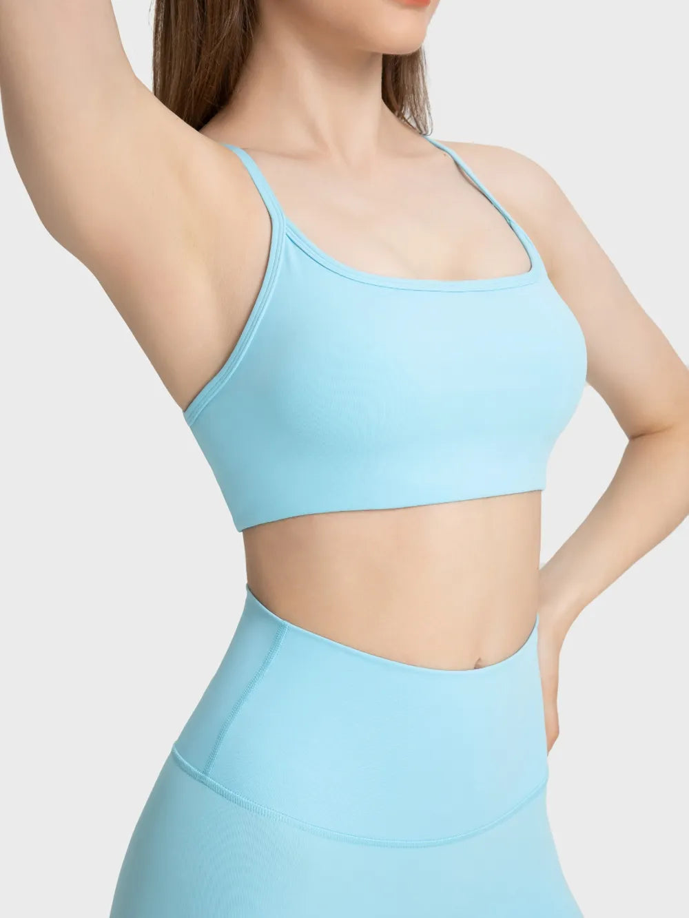 Millennia Crisscross Back Scoop Neck Active Cami with Detachable Chest Pads