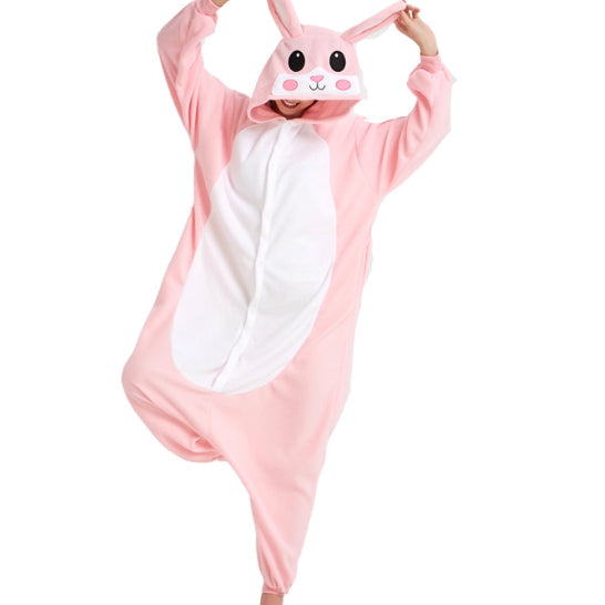 Men And Women Velvet Tamed Cartoon Animal Christmas Halloween Party One-Piece Pajamas