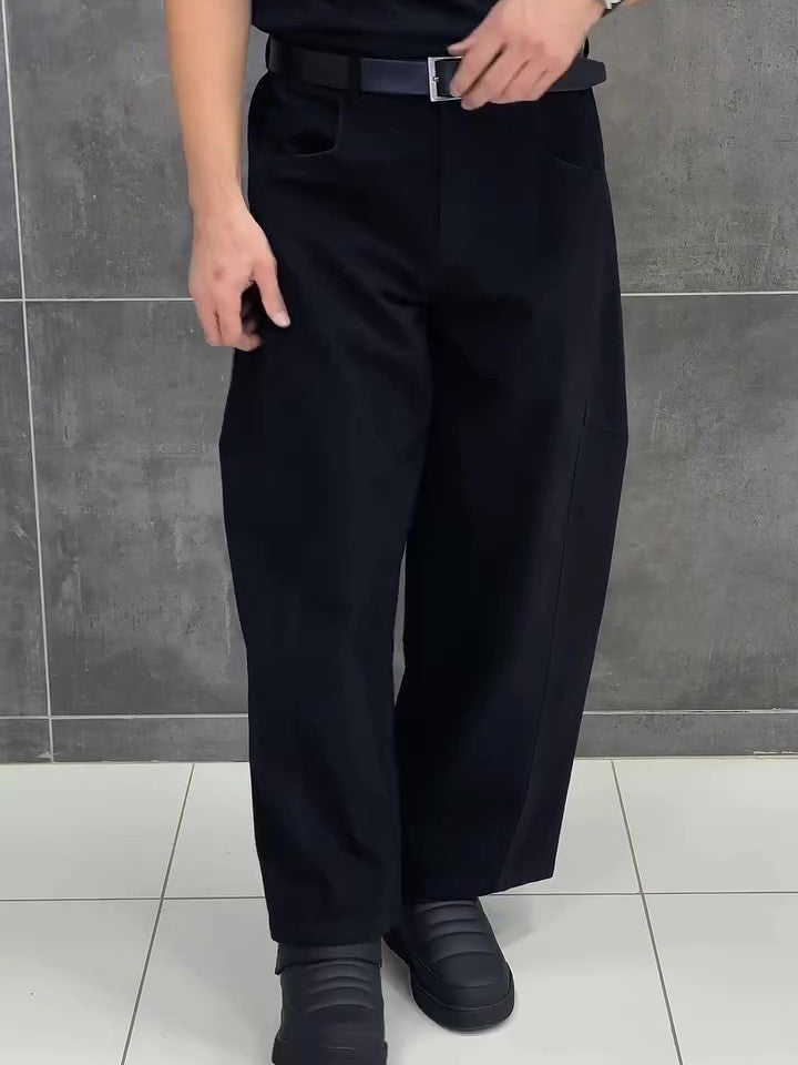 Black 3D Tailored Wide-Leg Cropped Pants