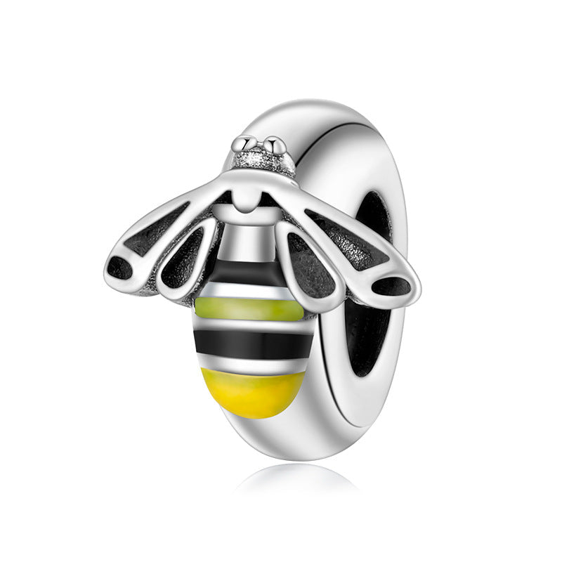 S925 Sterling Silver Beads Cute Insect Series Jewelry Plug Spacer Beads DIY Accessories Beads Enamel Color Silver Jewelry