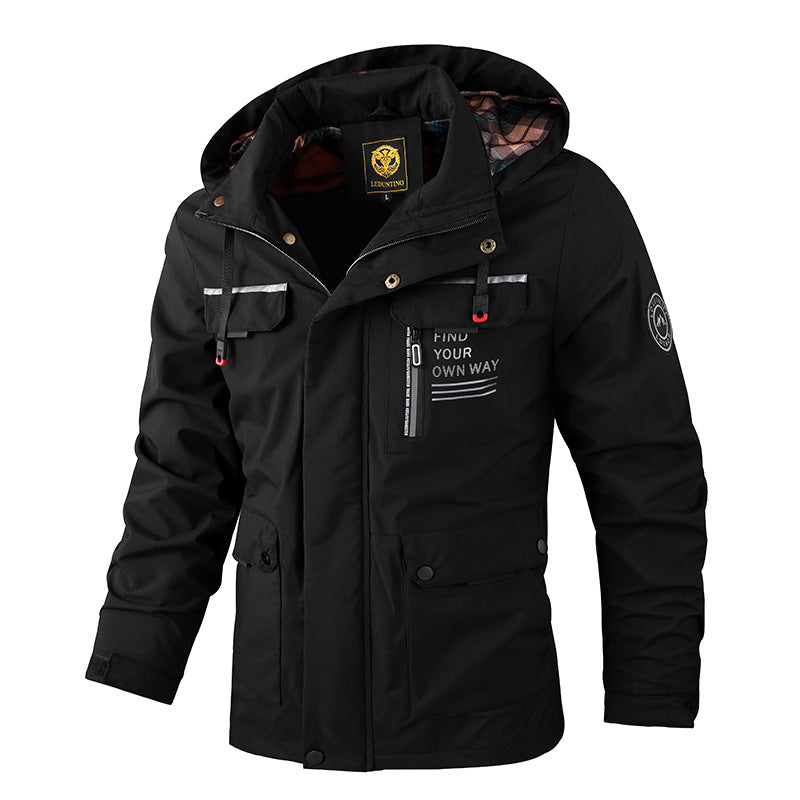Men's Plus Size Hooded Jacket for Autumn & Winter