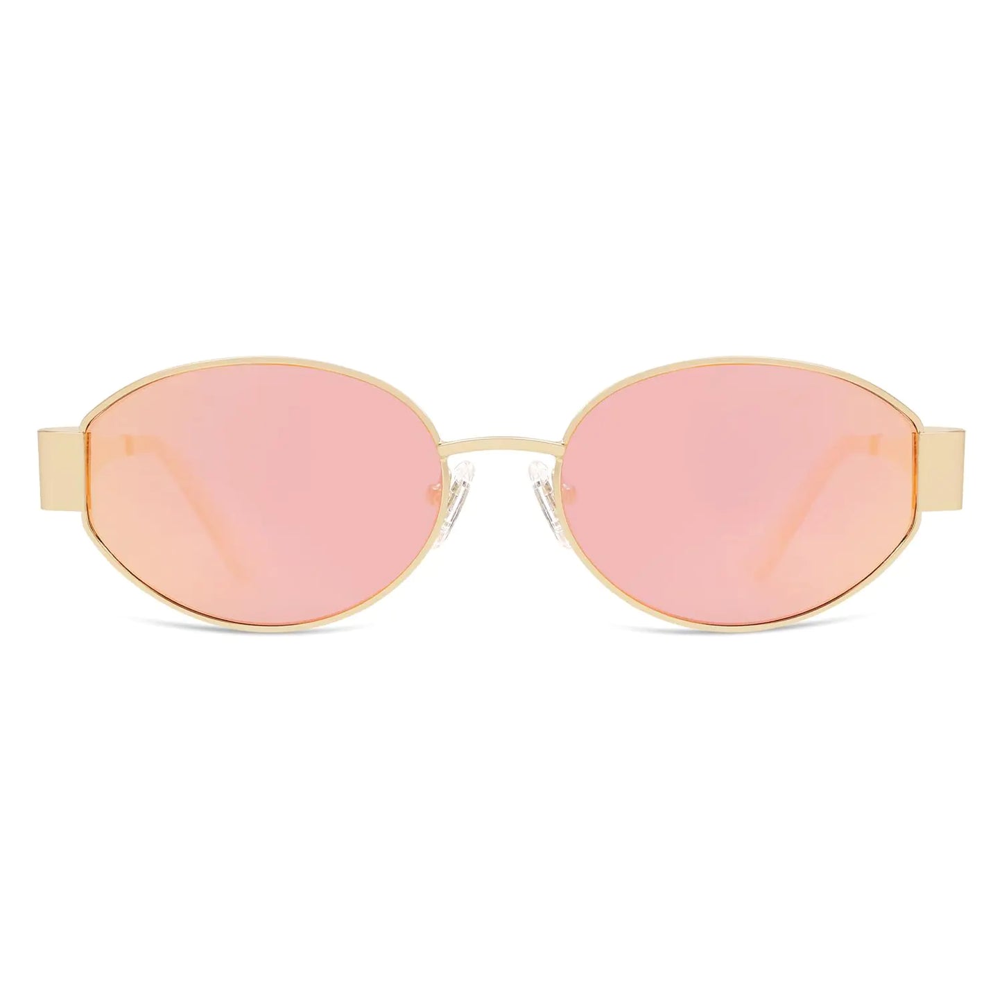 SOJOS Retro Oval Sunglasses for Women Men Trendy Sun Glasses Classic Shades UV400 Protection SJ1217 Gold/Grey