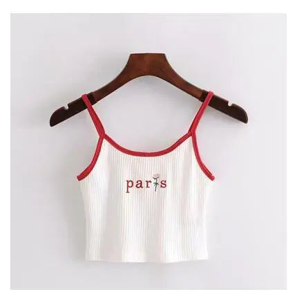 Style Loft Collection Embroidered Cropped 40 World Cities Tank Top