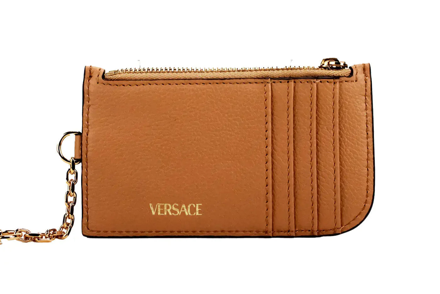 Style Loft Collection x Versace Medusa Leather Caramel Key Ring Card Case Wallet