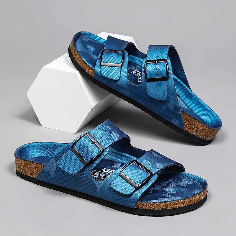 Frosted Leather Platform Slippers: Unisex, Double-breasted
