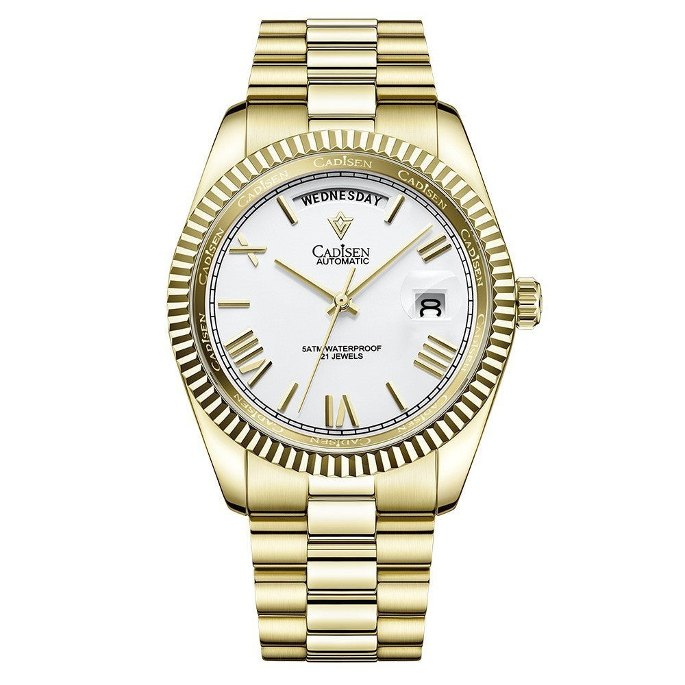 Men's Automatic Stainless Steel Sapphire Calendar Watch