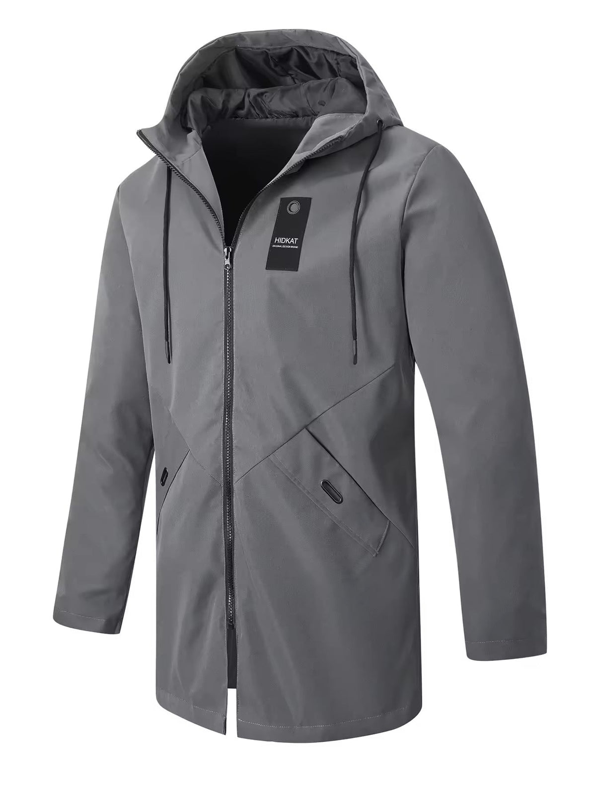 Mid-length Men's Hooded Casual Workwear Shell Jacket Windproof Jacket