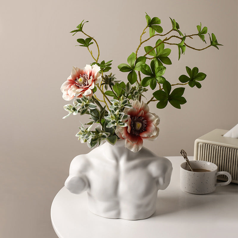 Body Art Vase Plating Ceramic Silver Floral Home Decoration Decoration