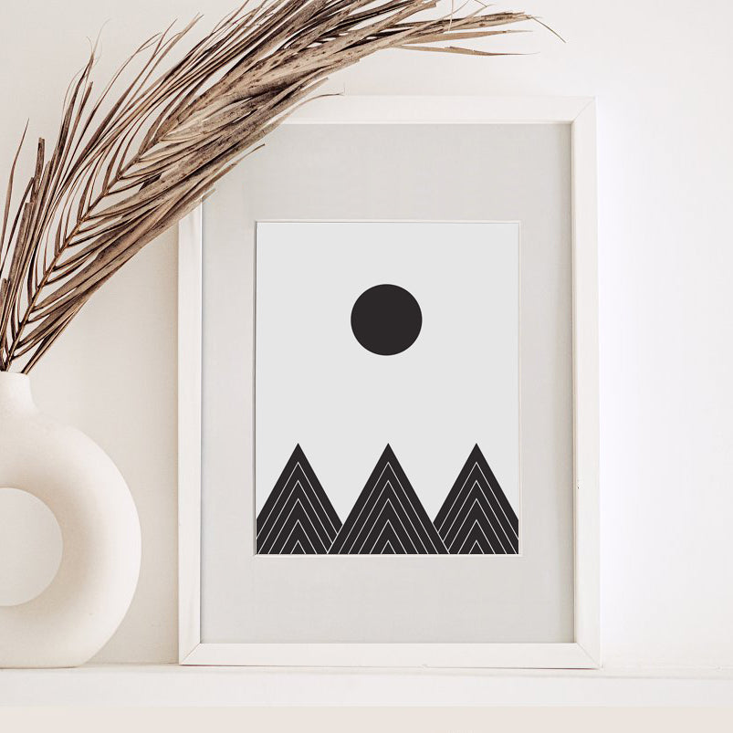 Black Triangles Scandinavian Art Print | Home Decor | Kitchen + Metal