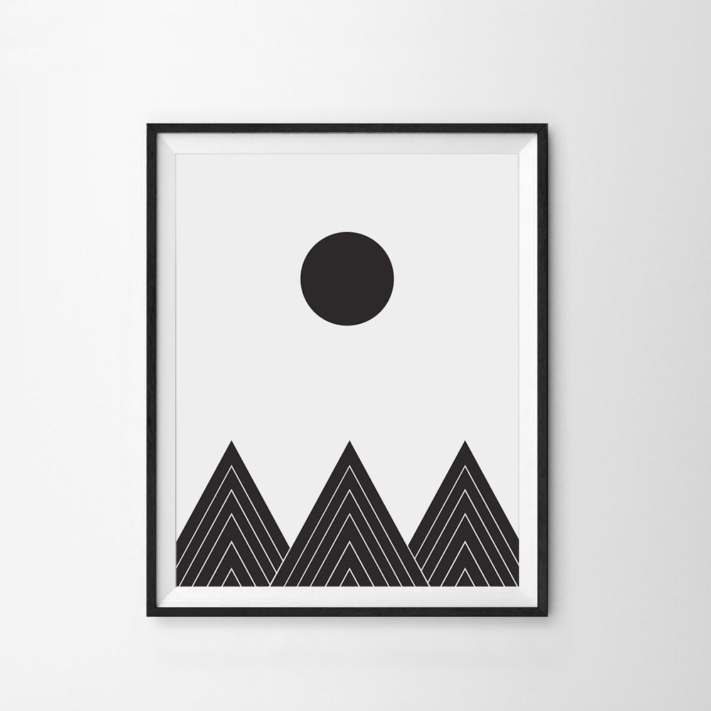 Black Triangles Scandinavian Art Print | Home Decor | Kitchen + Metal
