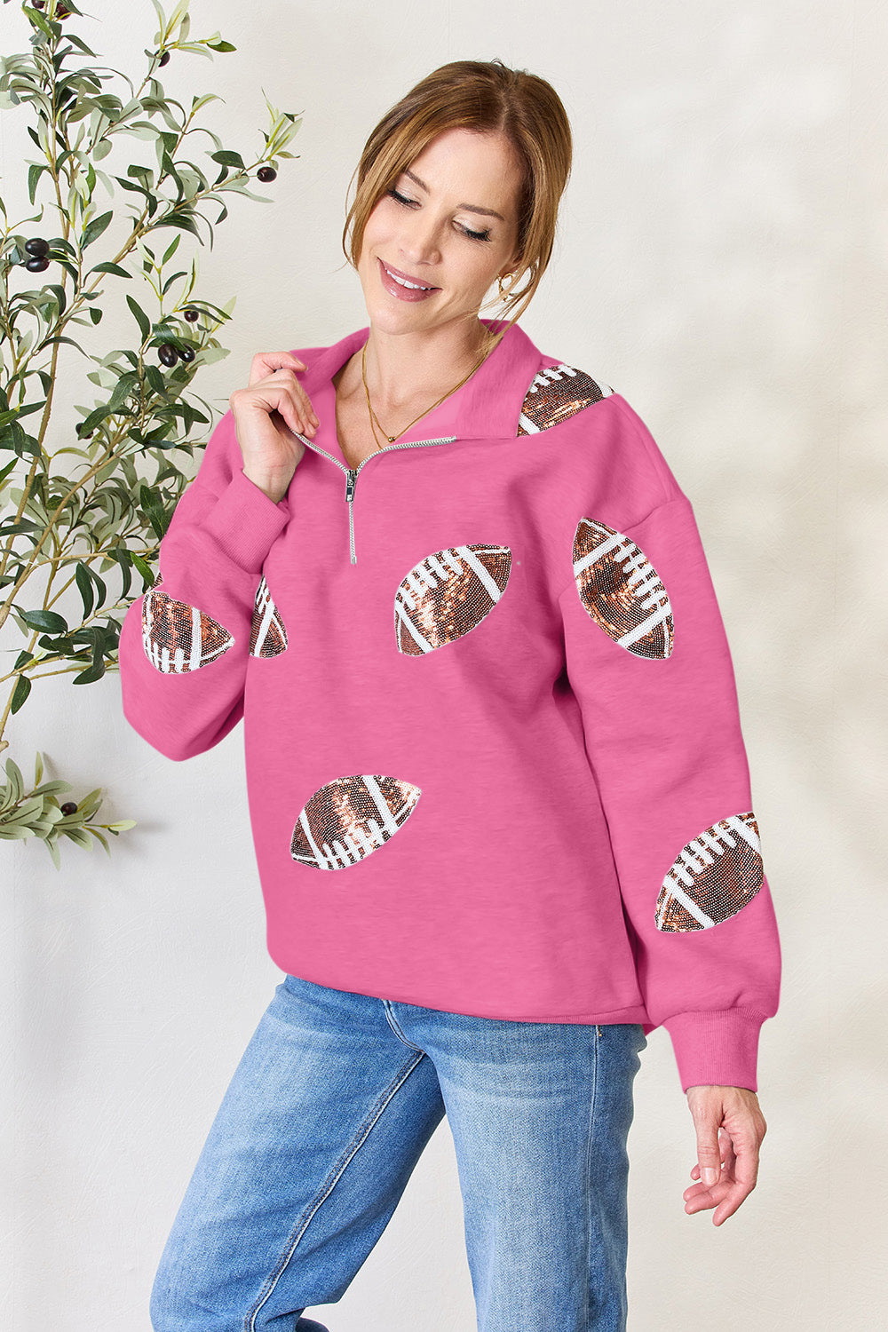 Back-to-School Sequin Football Sweatshirt