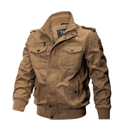 Men's Fall Jacket - Washed Cotton Military Style Plus Size
