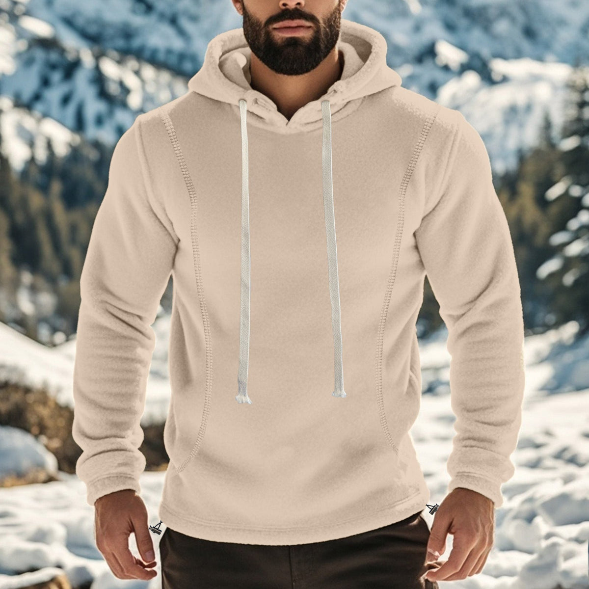 Mens Fleece Long-Sleeve Pullover Hoodie