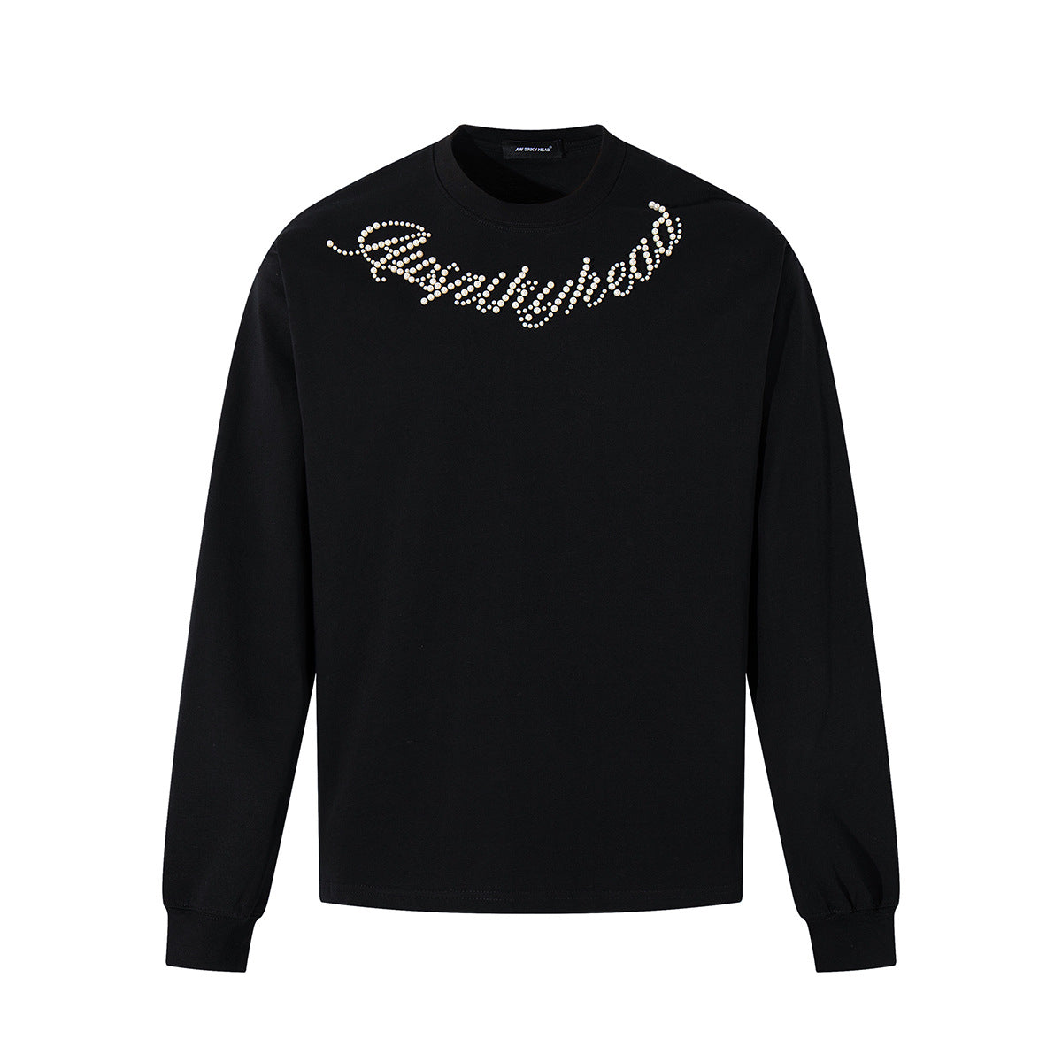 Beaded Letter Pearl Heavyweight Crewneck Hoodie For Couples