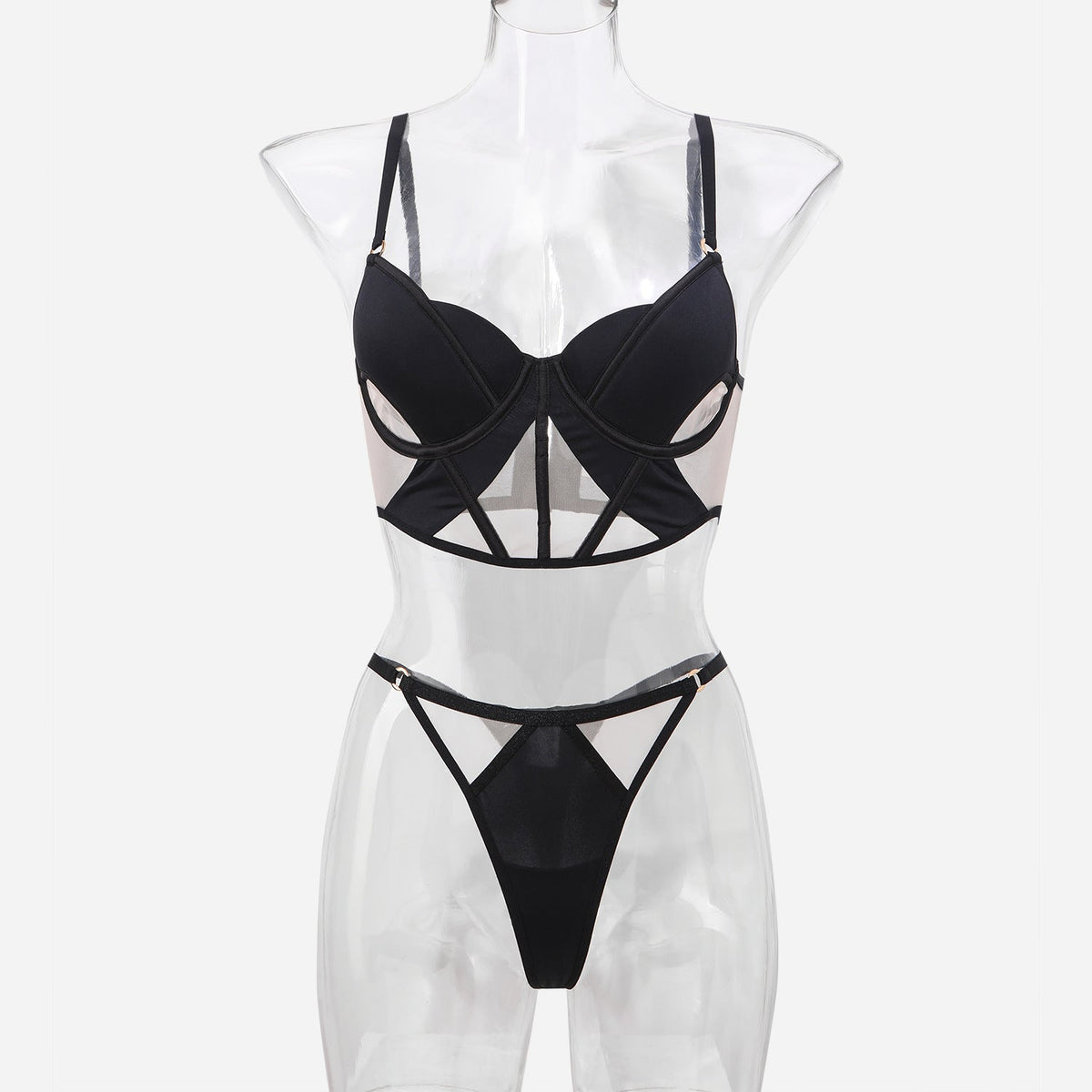 Glossy Mesh Hollow French Underwear Women