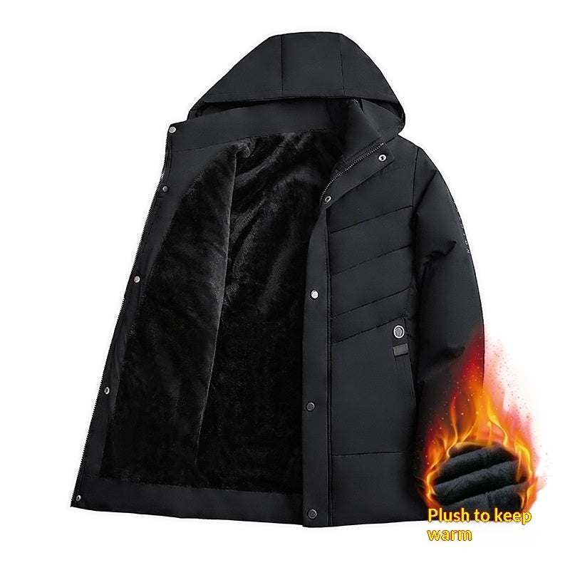 Factory-direct Cross-border Exclusive Design Detachable-hood Business Mens Padded Cotton Jacketwarm Mid- To Older-age Cotton Coat