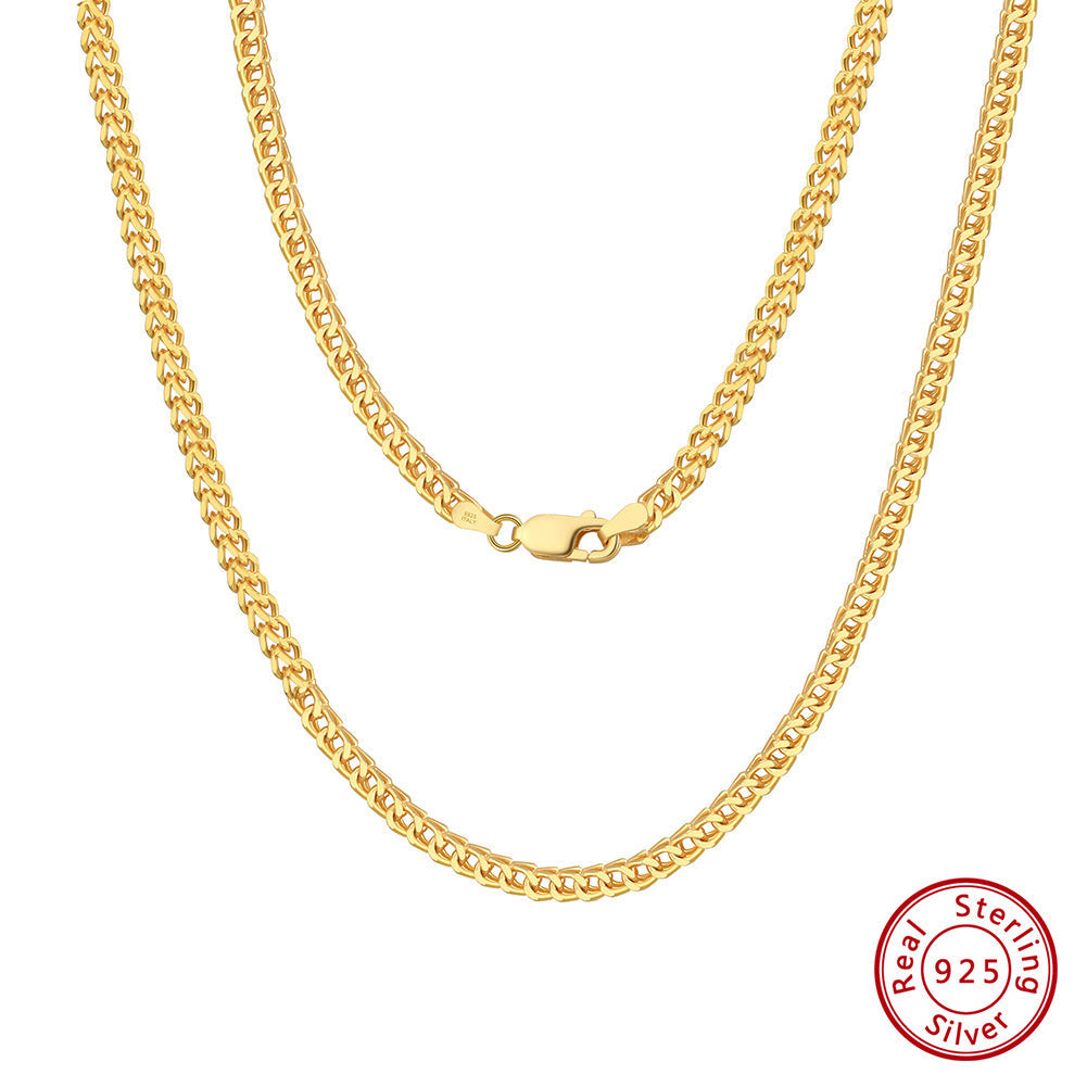 S925 Sterling Silver Franco Chain Necklace Without Pendants