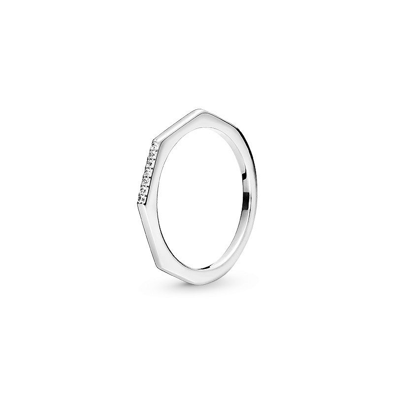 White Copper Plating Fashion Multilateral Ring