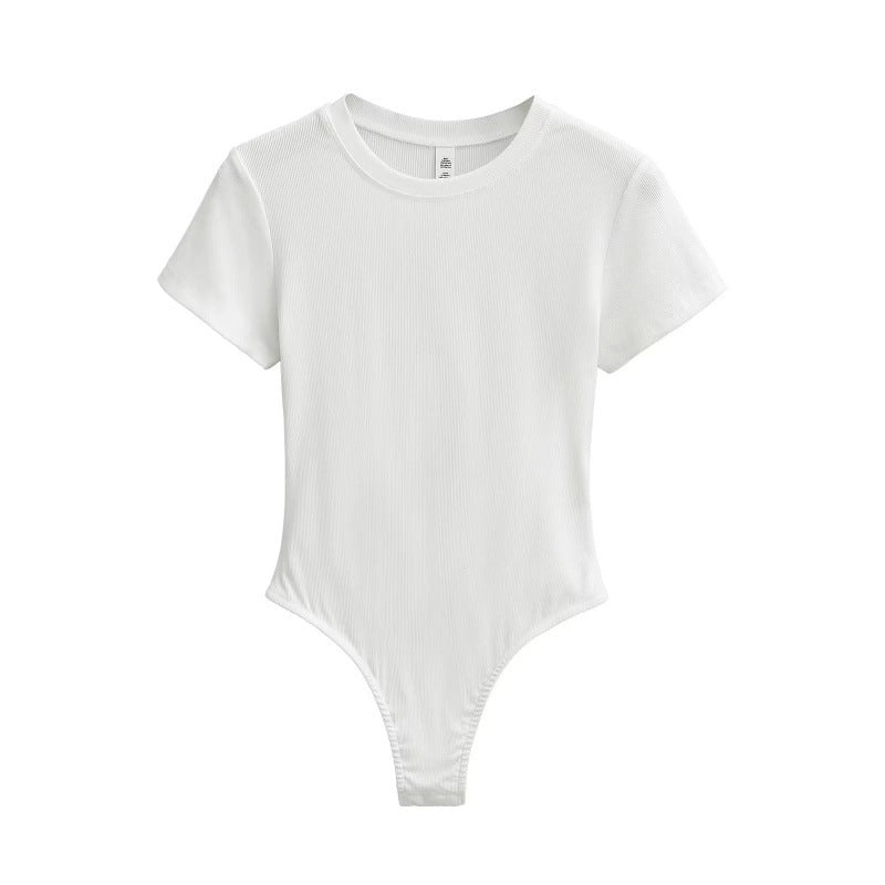 Neck Short Sleeve Rompers Slim Fit Slimming T-shirt Top