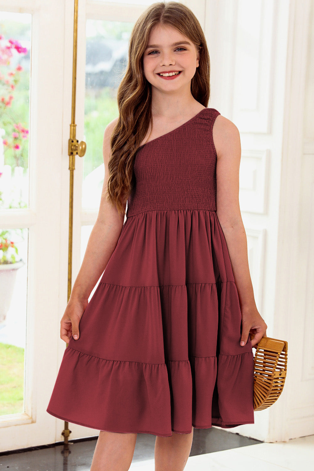 Plus Size One-Shoulder Sleeveless Tiered Dress