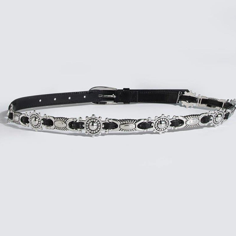 New Leather Rivet Stitching Waist Chain For Women
