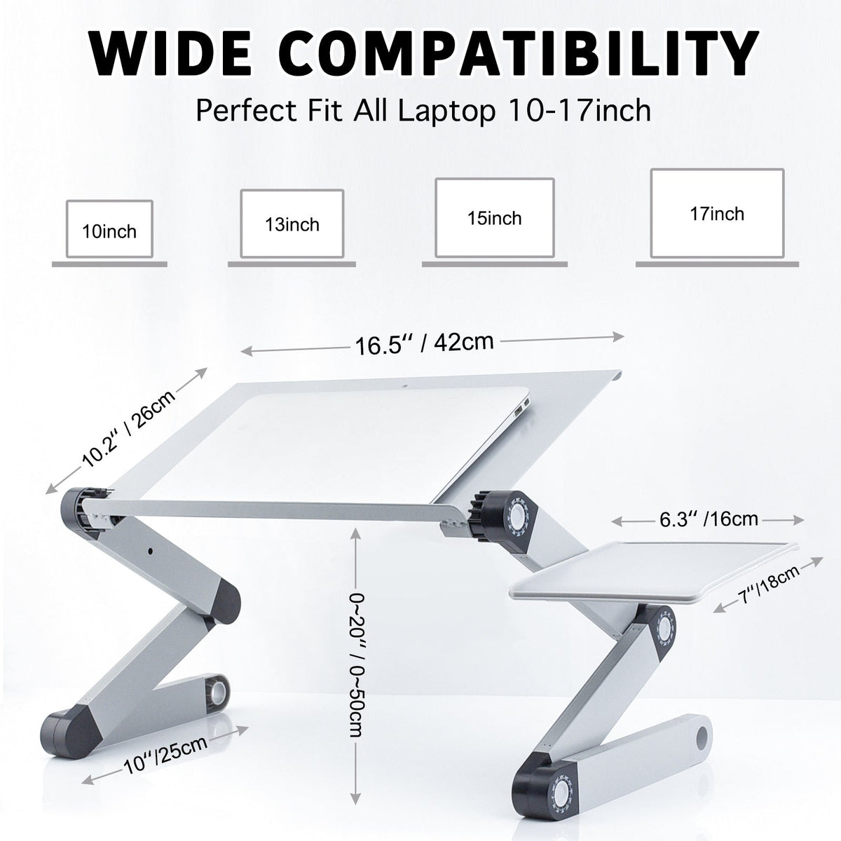 RAINBEAN Adjustable Laptop Stand with Cooling Fans and Mouse Pad