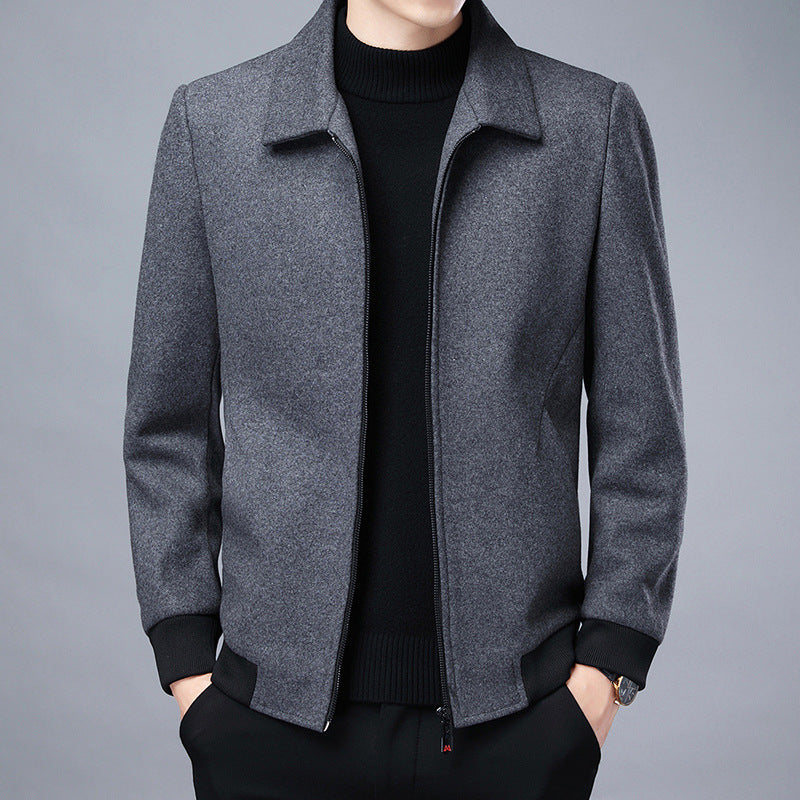 Men's Wool Lapel Cardigan Jacket for Autumn/Winter