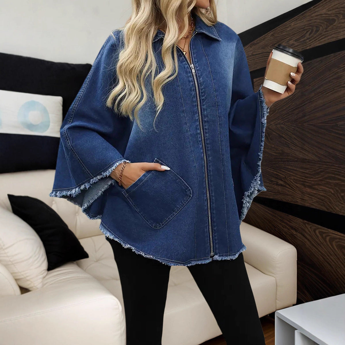 Fashion Loose Lapels Batwing-sleeved Jacket Coat