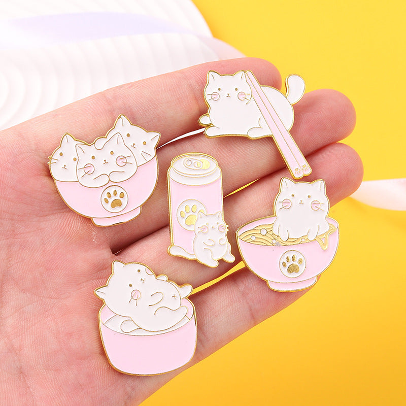 Golden M Badge Kitty Brooch