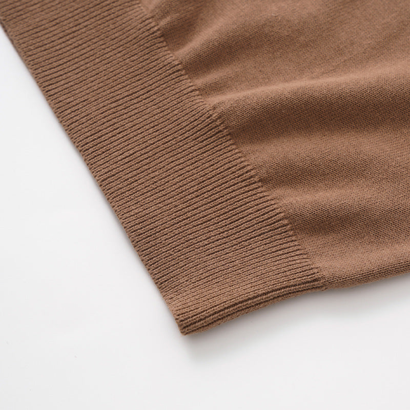 Pure Cotton Yarn Knitted Men's Short-sleeved T-shirt Round Neck