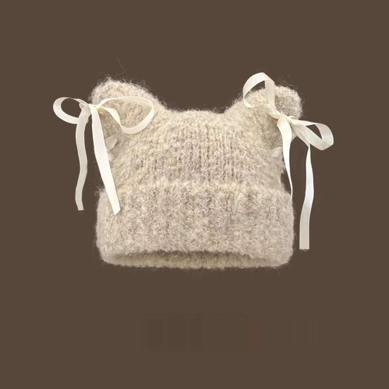 Bow-knot Knitted Casual Hat For Women