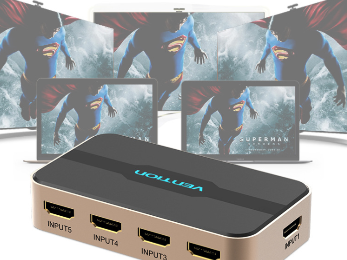 Style Loft Collection StyleTech 4K Ultra HD 5-in-1 HDMI Remote Control Switcher
