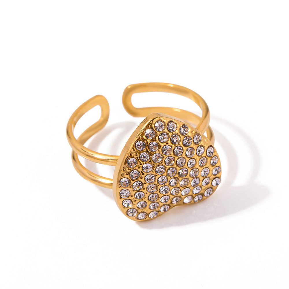 Micro Rhinestone Love Heart-shaped Ring