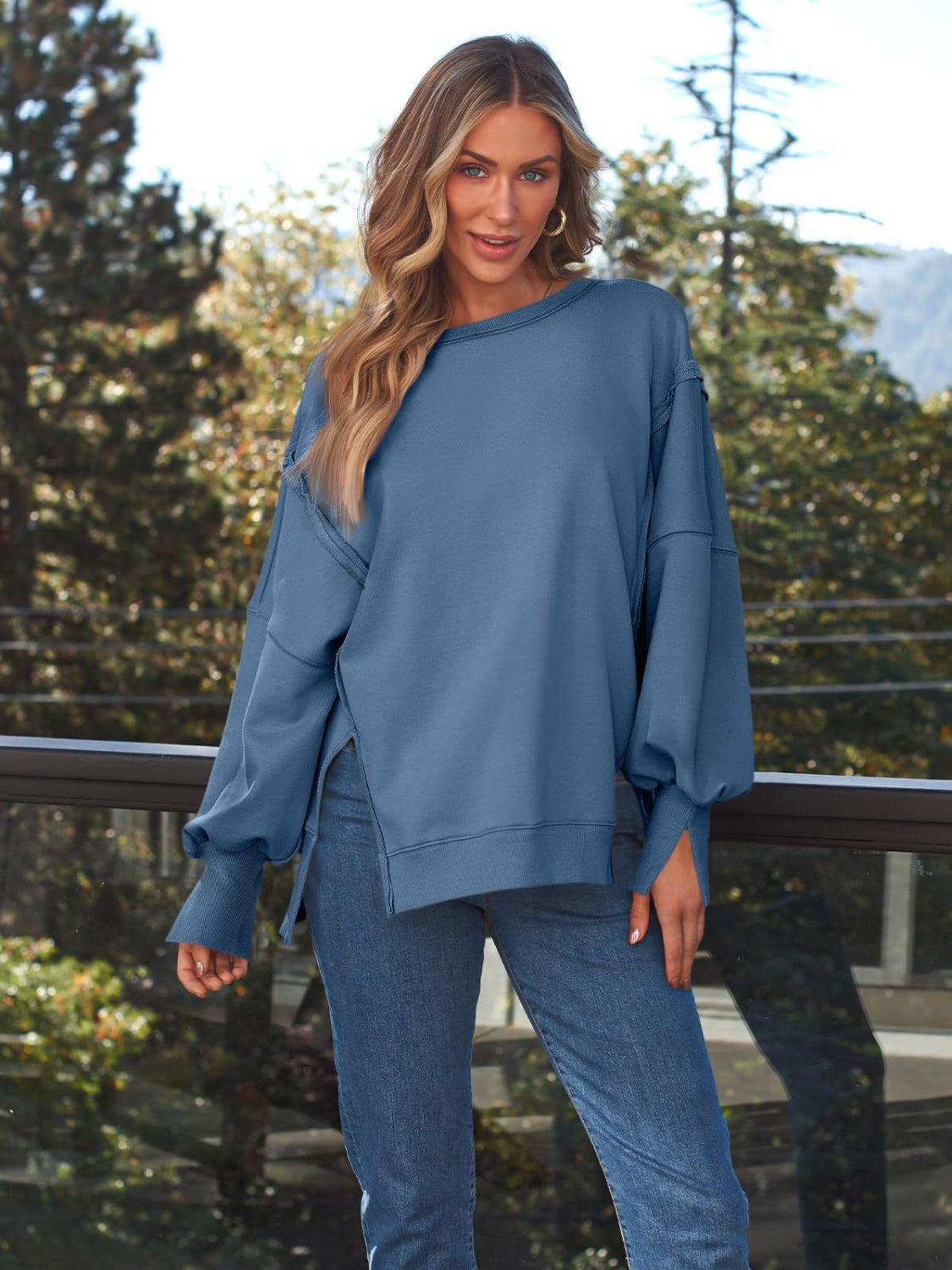 Slit Hem Sweatshirt