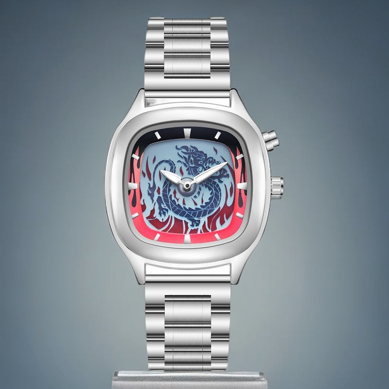Personalized Retro Dragon-shaped Dual-display Mens Watch With A Trendy Premium Look And Water Resistance
