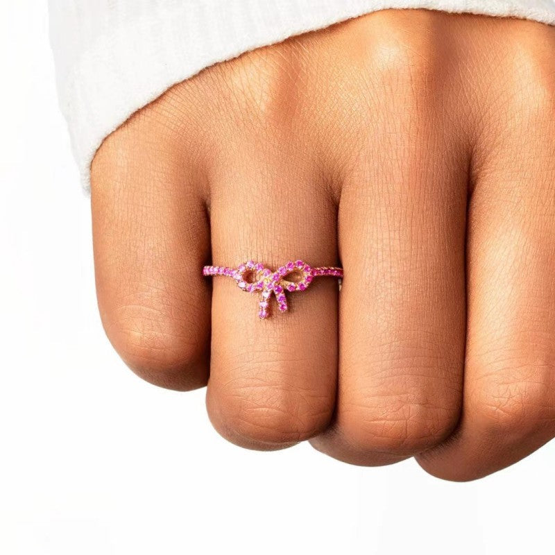 S925 Sterling Silver Bow Buckle Ring