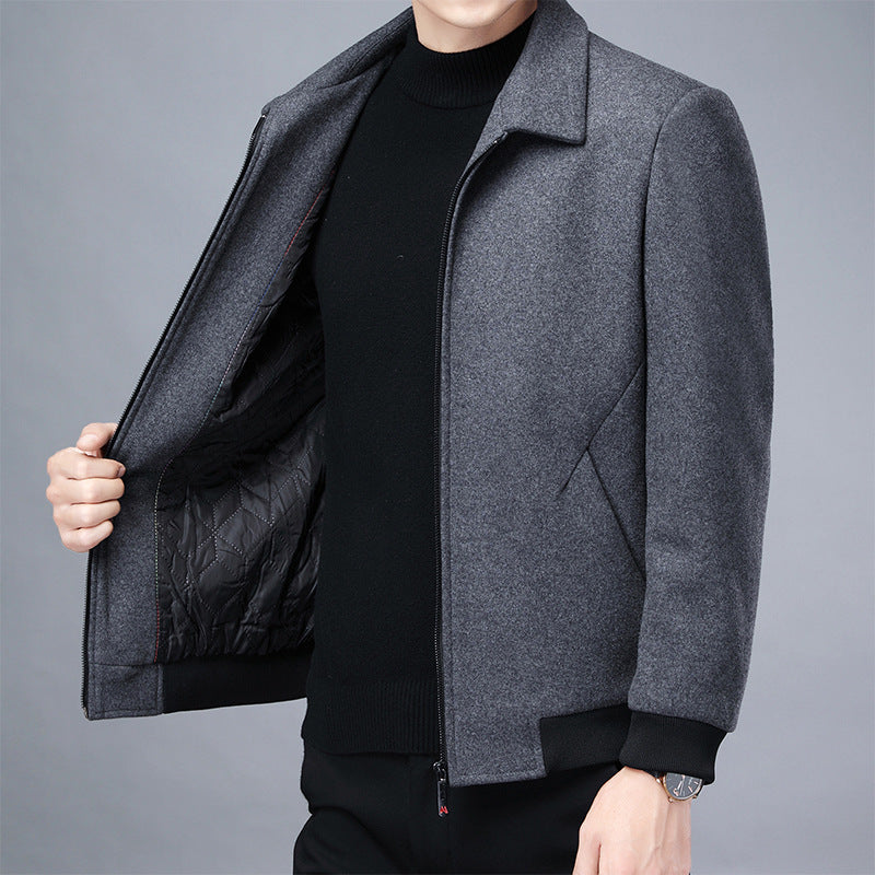 Men's Wool Lapel Cardigan Jacket for Autumn/Winter
