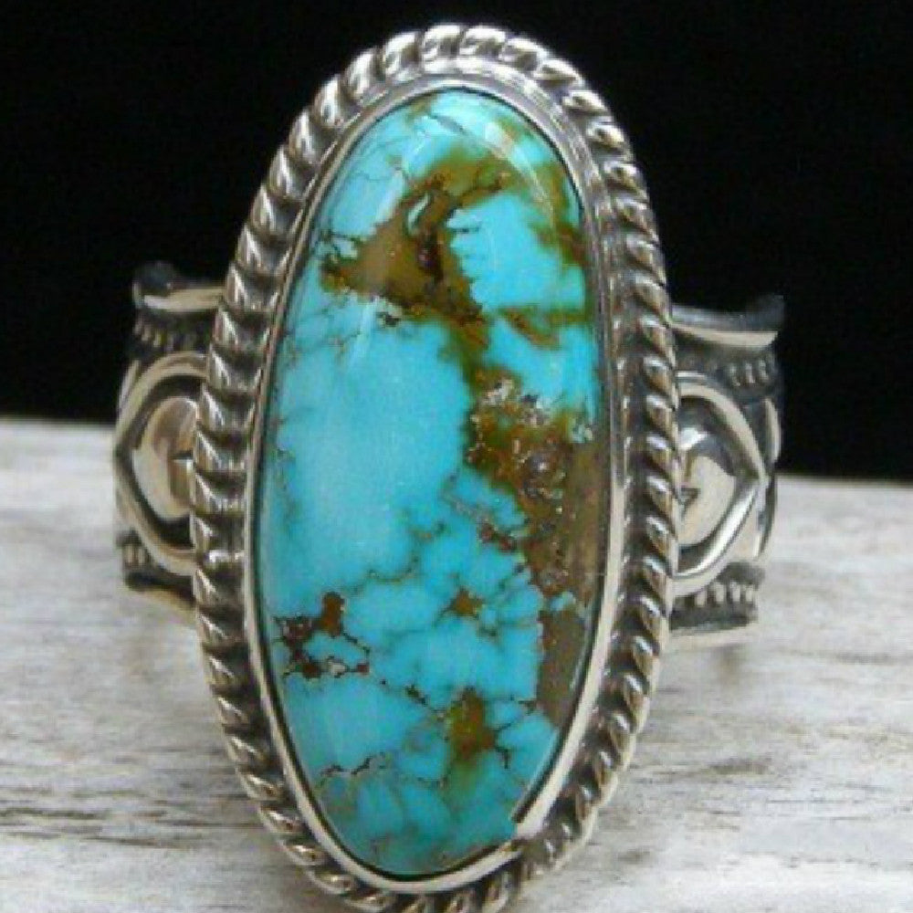 Ladies New Vintage Green Turquoise Ring