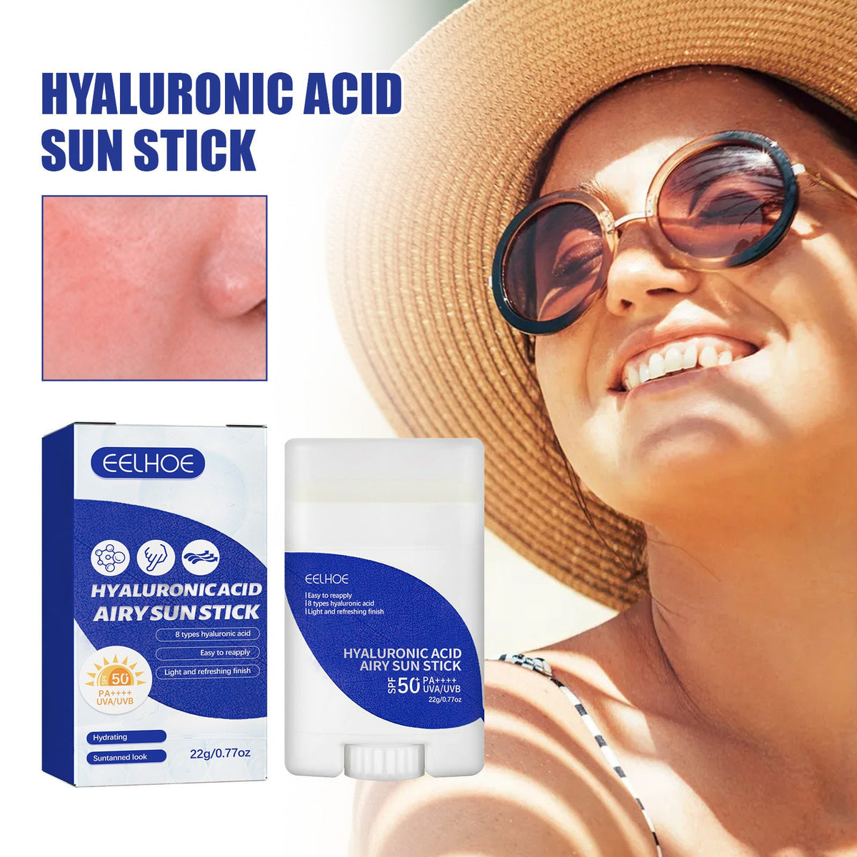 Lightweight SPF50 Hyaluronic Sunscreen Stick