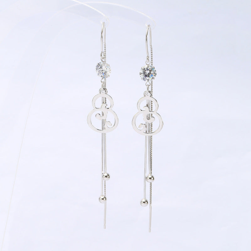 National Style Gourd New Earrings Temperament Silver Jewelry