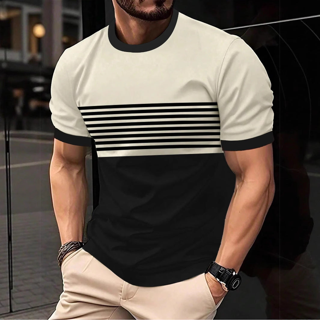 Fashionable And Minimalist Men's Crew-neck Casual Short-sleeve Shirt