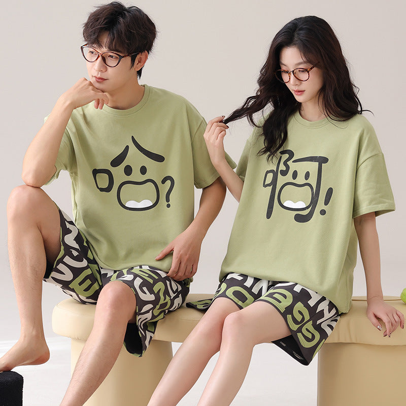 Outdoor Wear Loose Short-sleeved Shorts Couple Pajamas