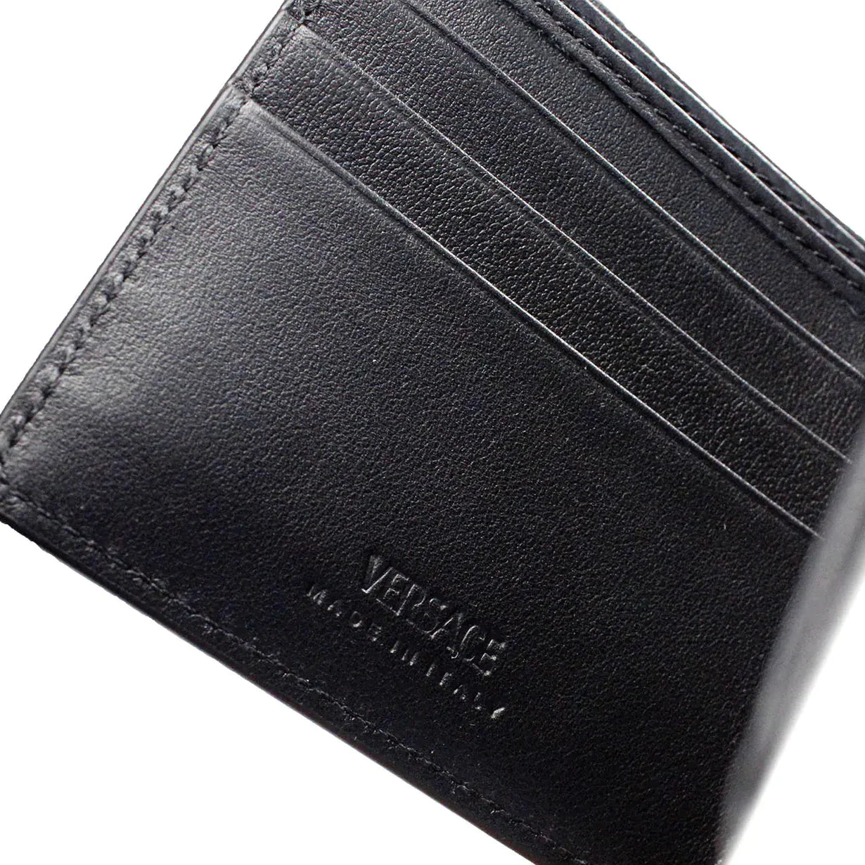 Style Loft Collection x Versace La Medusa Silver Metallic Smooth Leather Bifold Wallet