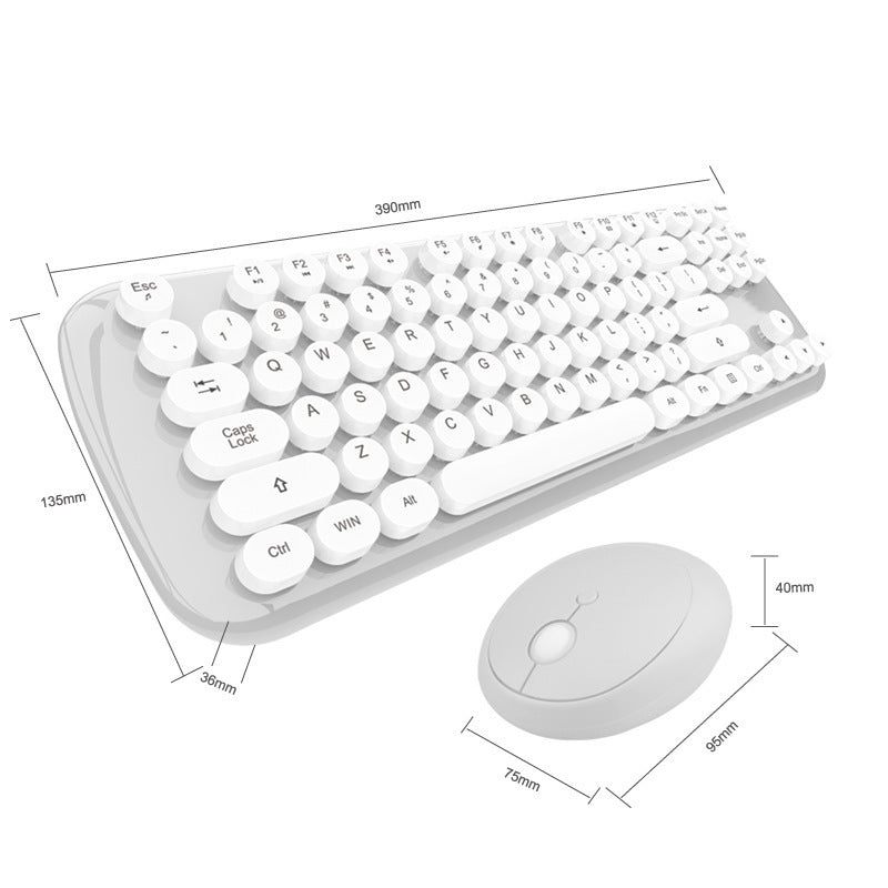 Retro Wireless Keyboard & Mouse Set for Girls