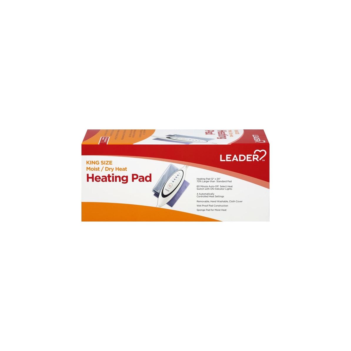 LEADER™ King Size Moist/Dry Heating Pad, 12" x 24"