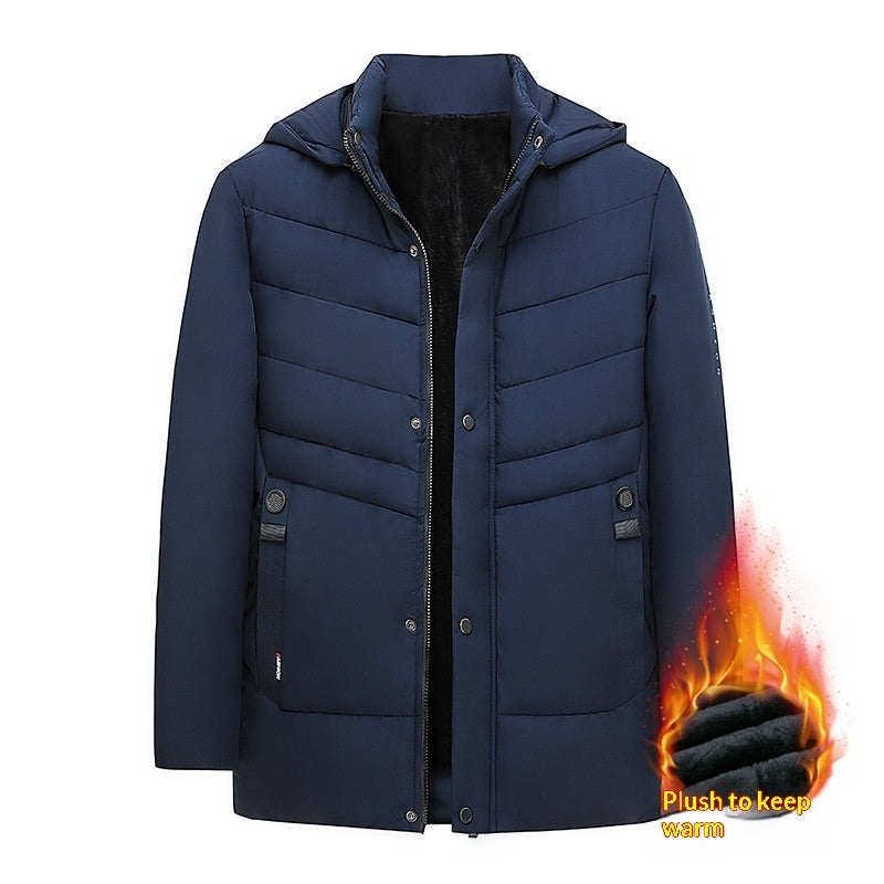 Factory-direct Cross-border Exclusive Design Detachable-hood Business Mens Padded Cotton Jacketwarm Mid- To Older-age Cotton Coat