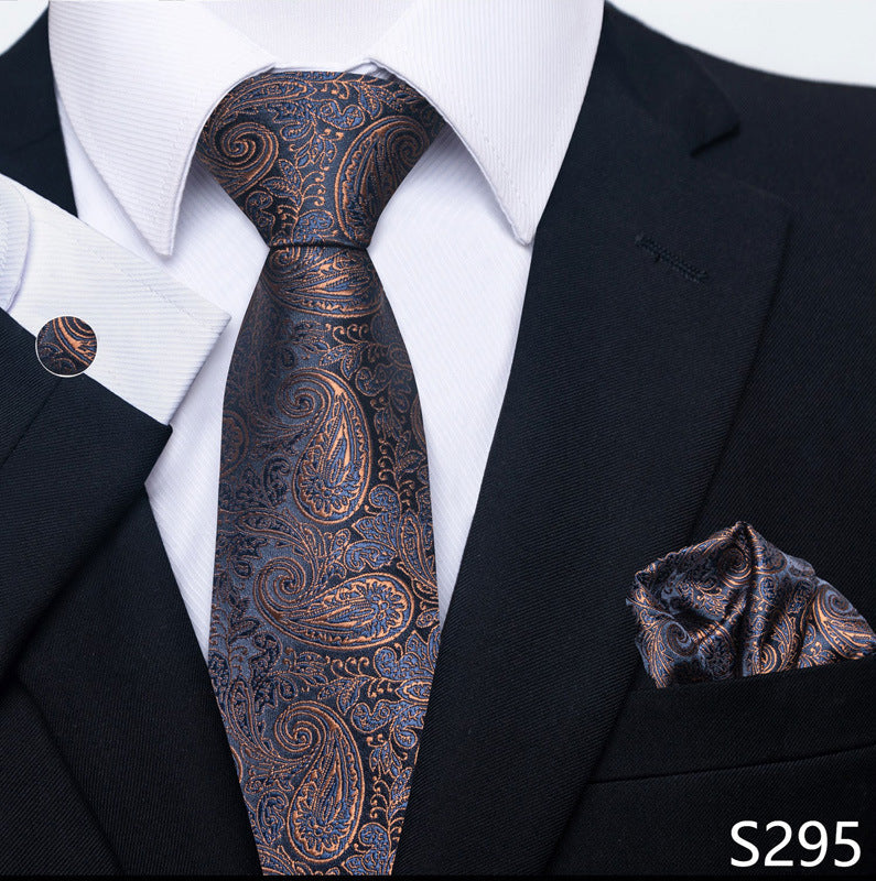 Men's Creative All-match Business Formal Wear Tie Scarf Cuff Buckle Set
