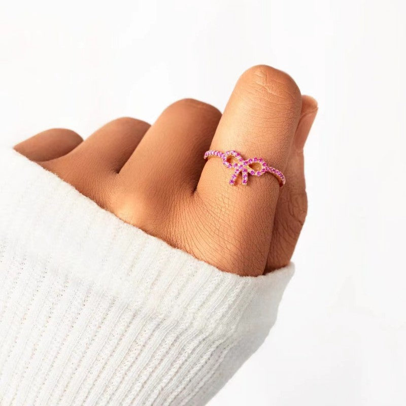 S925 Sterling Silver Bow Buckle Ring