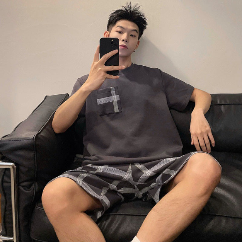 Men's Round Neck Cartoon Loose Homewear Suit